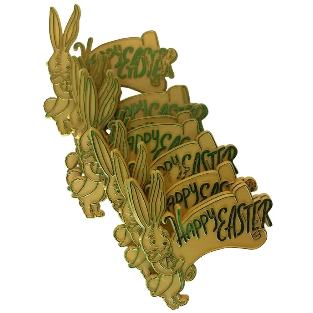 Lot of 19 Vintage Plastic Cake Decoration Toppers Happy Easter Bunny Writing